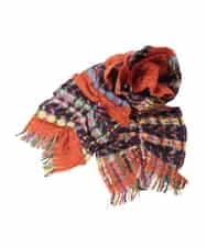 GG3AD34130 Jocomomola(ホコモモラ) MIXヤーンシャーリングデザインマフラー オレンジ