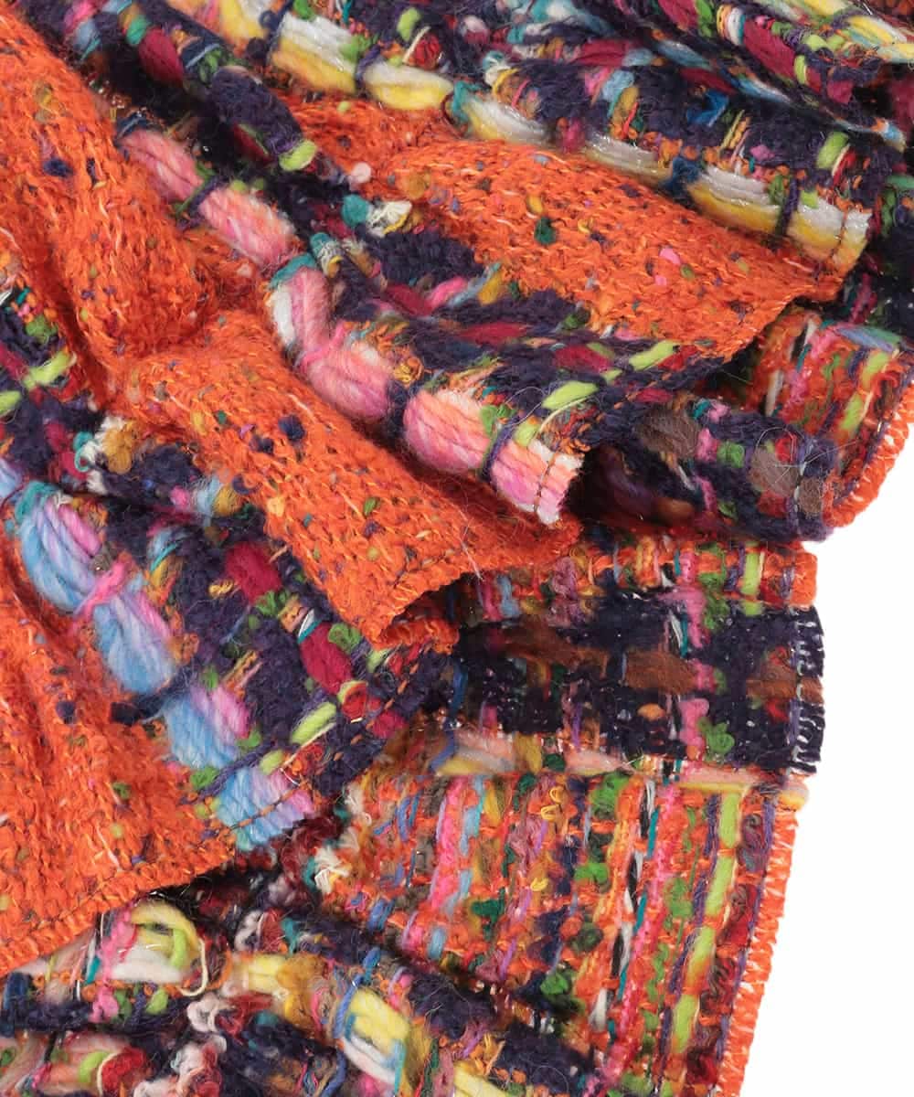 GG3AD34130 Jocomomola(ホコモモラ) MIXヤーンシャーリングデザインマフラー オレンジ