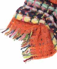 GG3AD34130 Jocomomola(ホコモモラ) MIXヤーンシャーリングデザインマフラー オレンジ