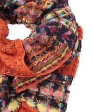 GG3AD34130 Jocomomola(ホコモモラ) MIXヤーンシャーリングデザインマフラー オレンジ