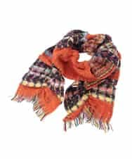 GG3AD34130 Jocomomola(ホコモモラ) MIXヤーンシャーリングデザインマフラー オレンジ