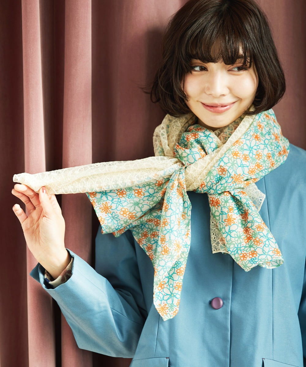 GG3CD30130 Jocomomola(ホコモモラ) フラワーレースドッキングストール アイボリー