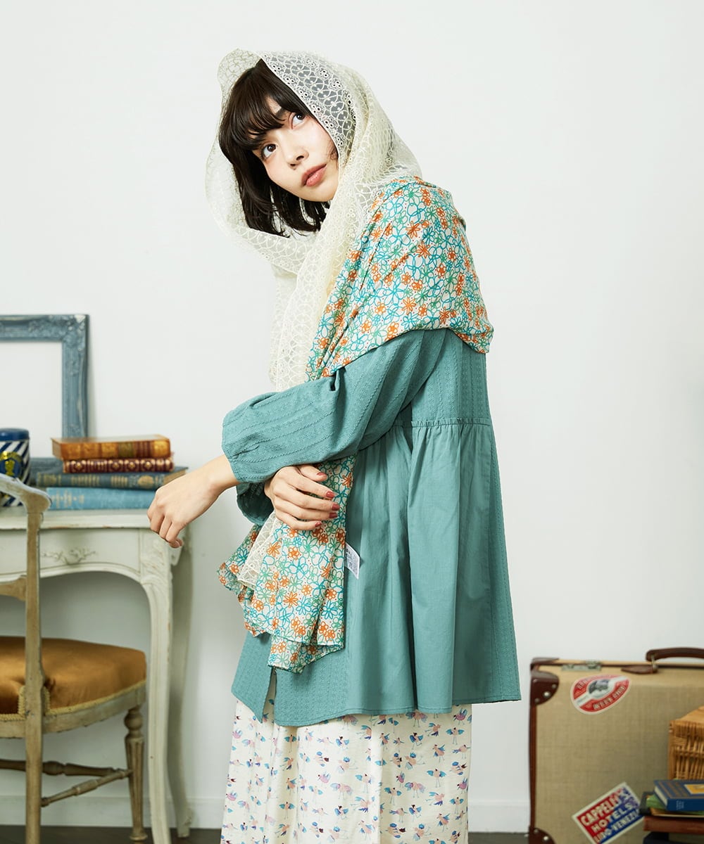 GG3CD30130 Jocomomola(ホコモモラ) フラワーレースドッキングストール アイボリー