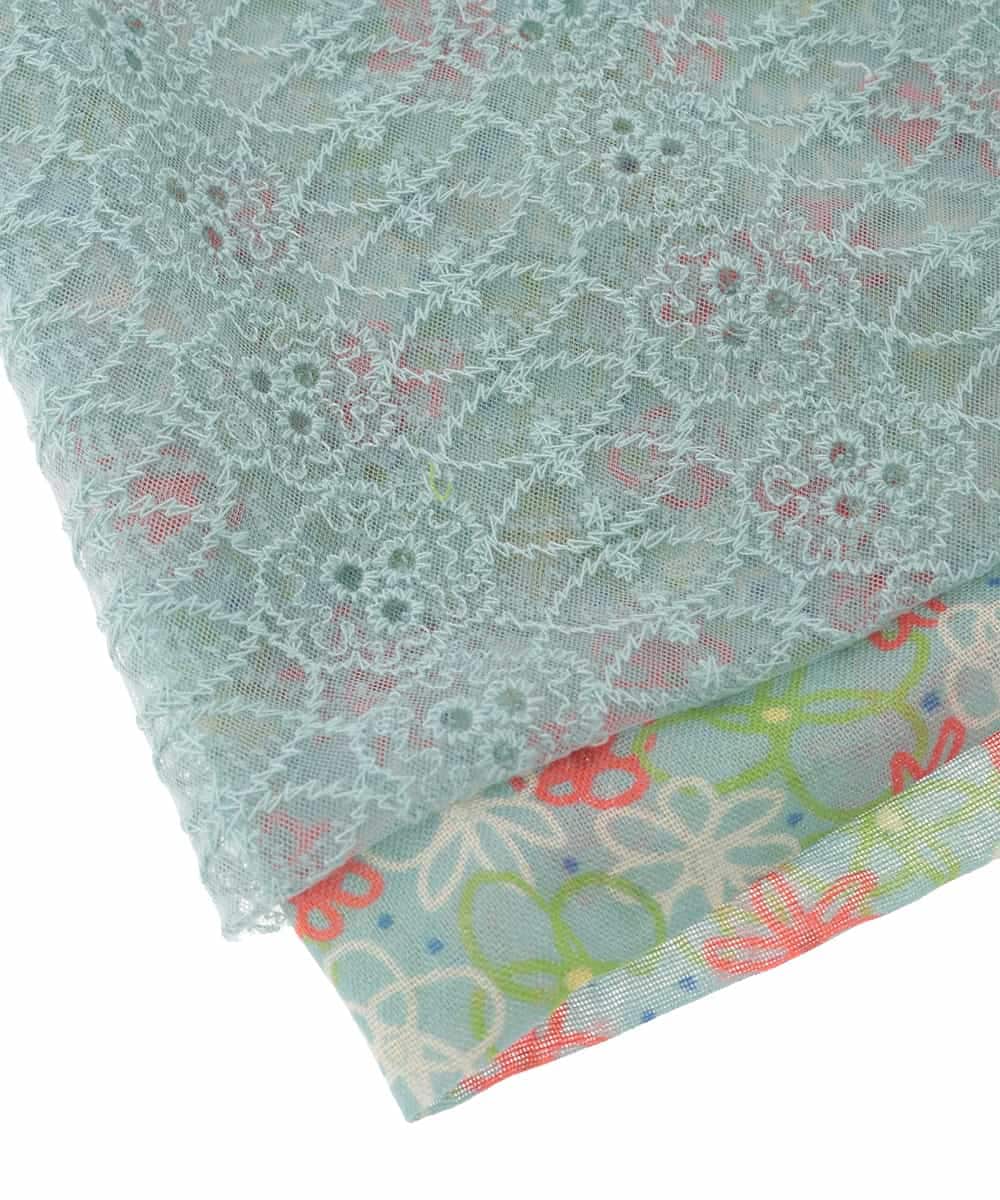 GG3CD30130 Jocomomola(ホコモモラ) フラワーレースドッキングストール ライトブルー