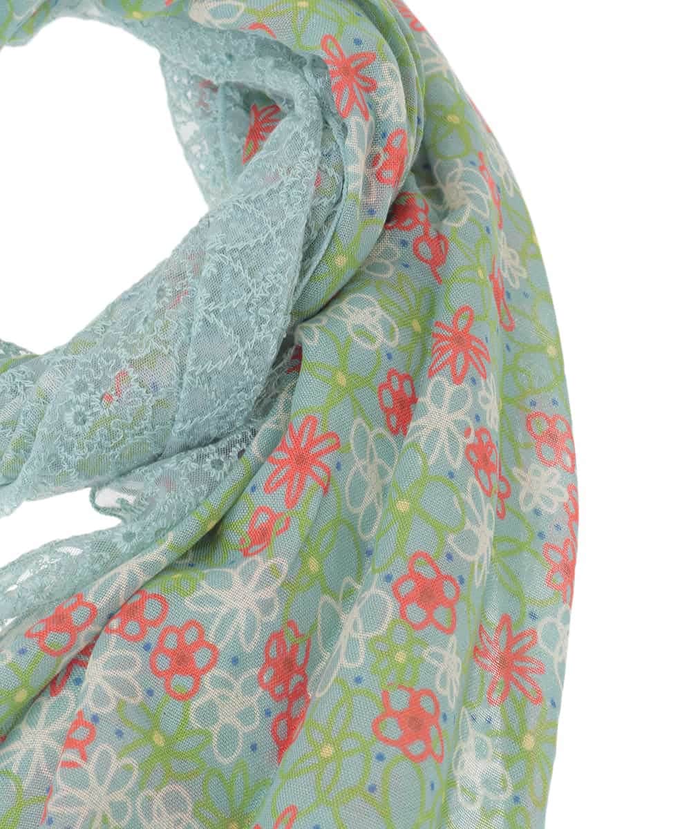 GG3CD30130 Jocomomola(ホコモモラ) フラワーレースドッキングストール ライトブルー