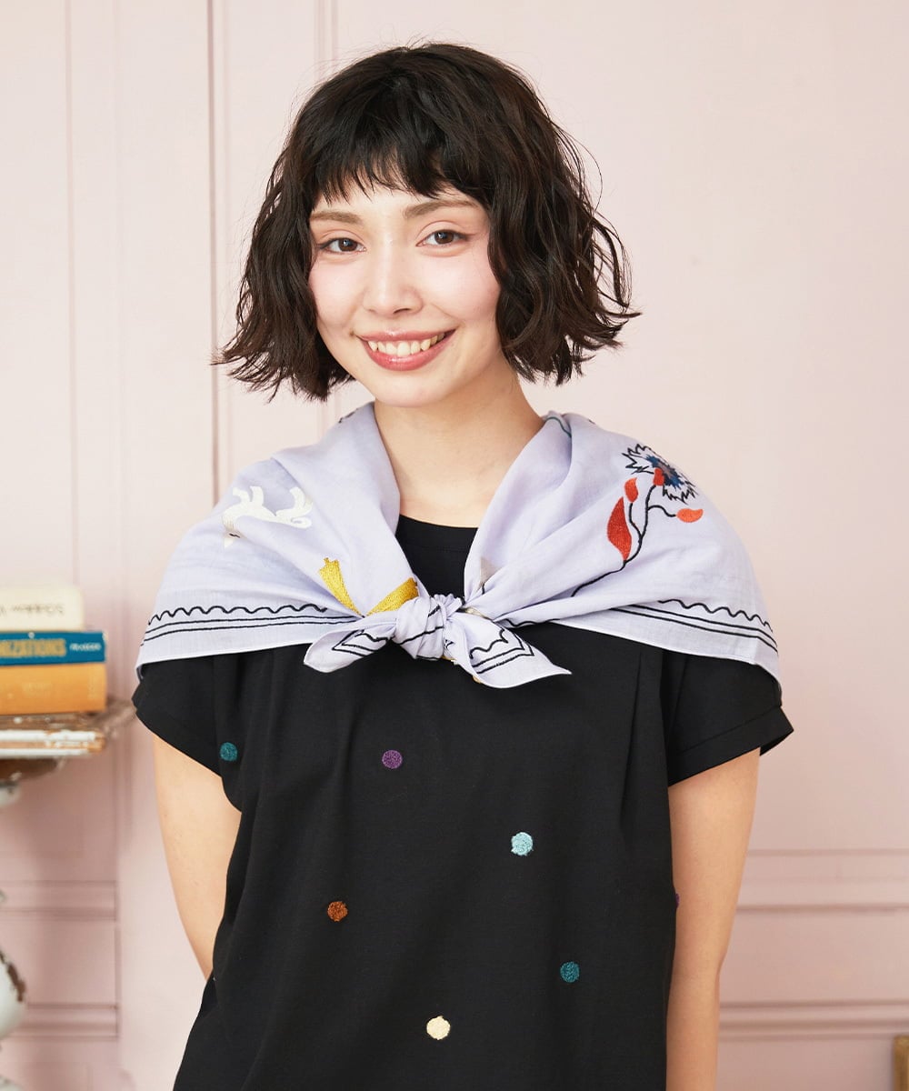ドン・キホーテ アニマルモチーフ刺繍大判スカーフ(ストール・マフラー