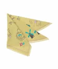 GG3FD30150 Jocomomola(ホコモモラ) ドン・キホーテ アニマルモチーフ刺繍大判スカーフ イエロー