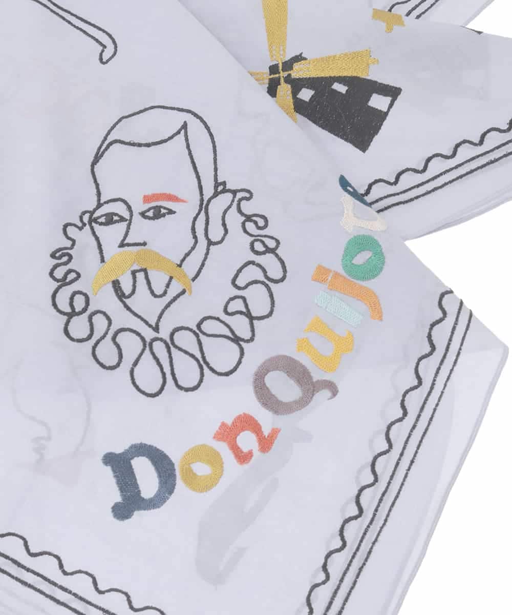 GG3FD30150 Jocomomola(ホコモモラ) ドン・キホーテ アニマルモチーフ刺繍大判スカーフ ラベンダー