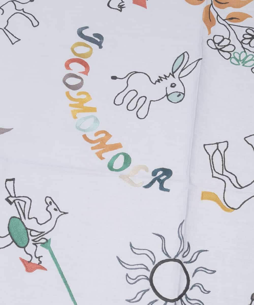 GG3FD30150 Jocomomola(ホコモモラ) ドン・キホーテ アニマルモチーフ刺繍大判スカーフ ラベンダー