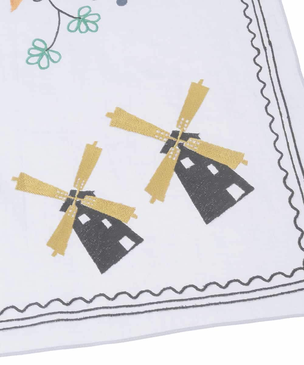 GG3FD30150 Jocomomola(ホコモモラ) ドン・キホーテ アニマルモチーフ刺繍大判スカーフ ラベンダー