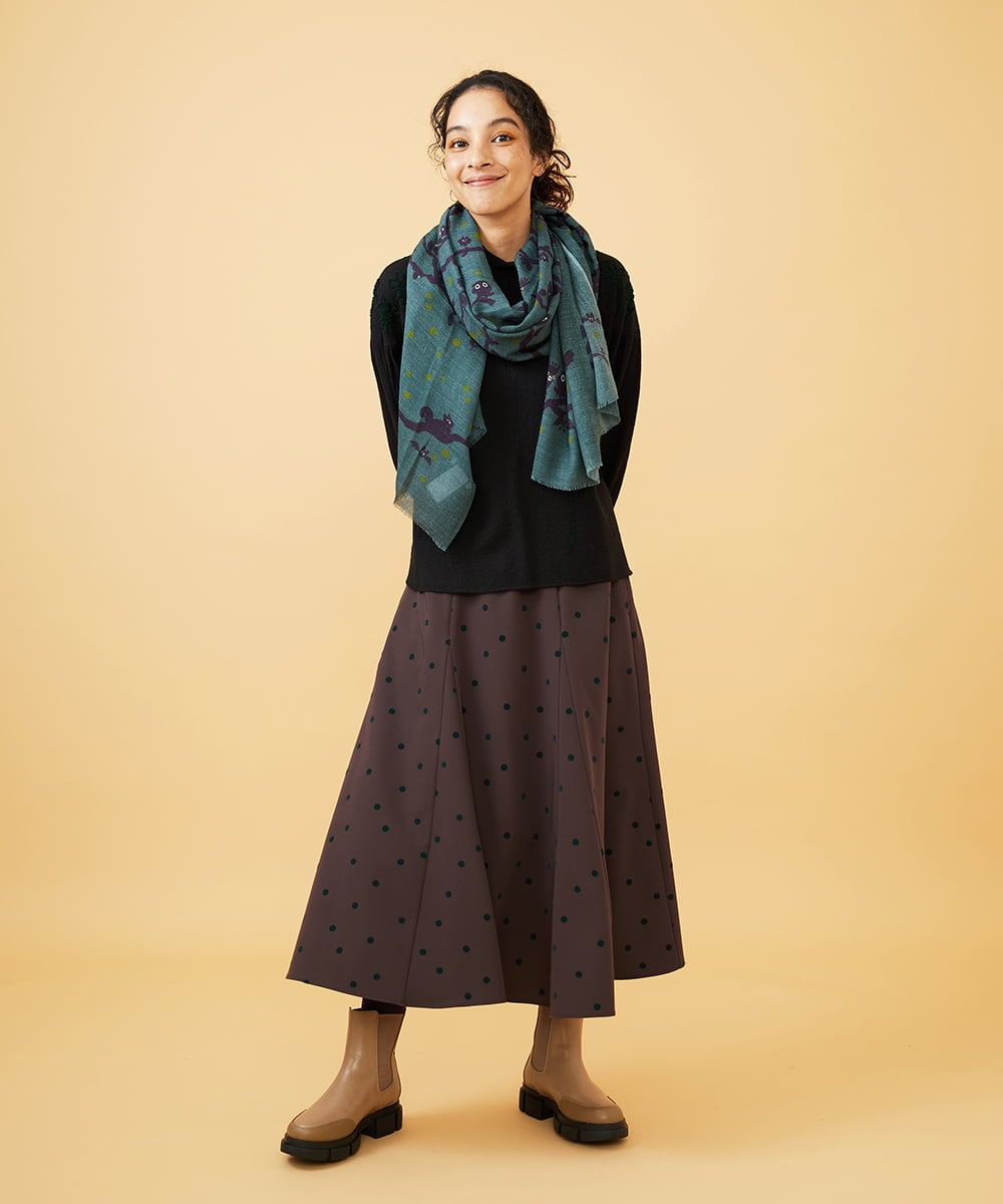 GG3LA30110 Jocomomola(ホコモモラ) アニマルモチーフストール マスタード