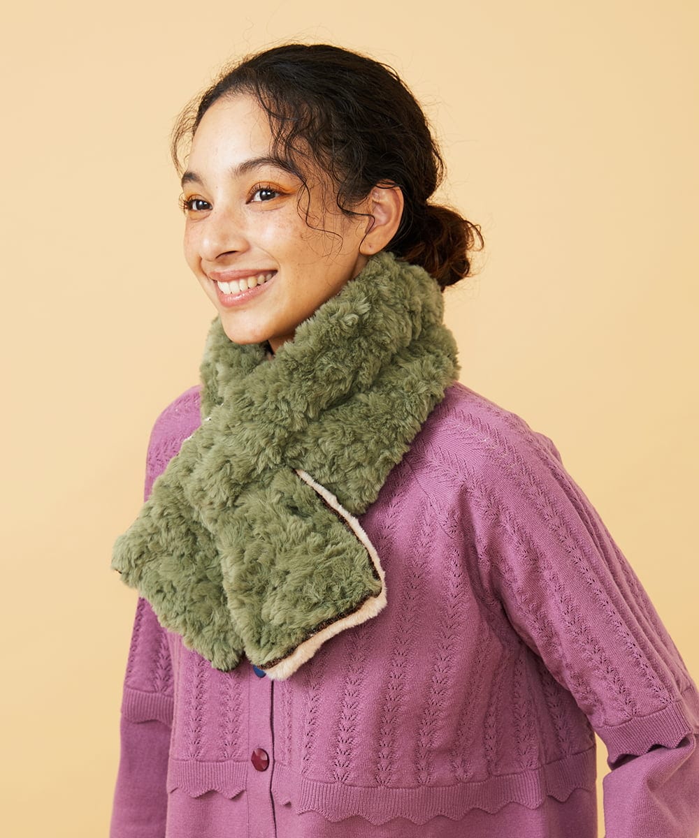 GG3LA31100 Jocomomola(ホコモモラ) 【2WAY】リバーシブルフェイクファーティペット グリーン