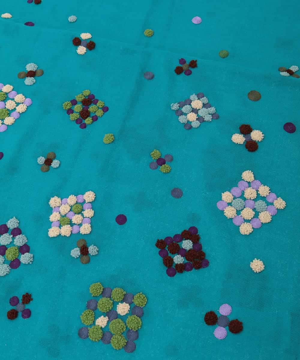 GG3LD30180 Jocomomola(ホコモモラ) ドット刺繍ストール グリーン