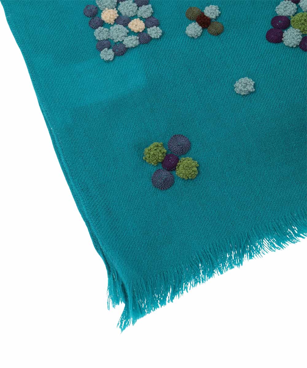 GG3LD30180 Jocomomola(ホコモモラ) ドット刺繍ストール グリーン