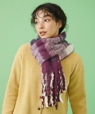 GG3LS31130 Jocomomola(ホコモモラ) チェック柄ロングマフラー パープル