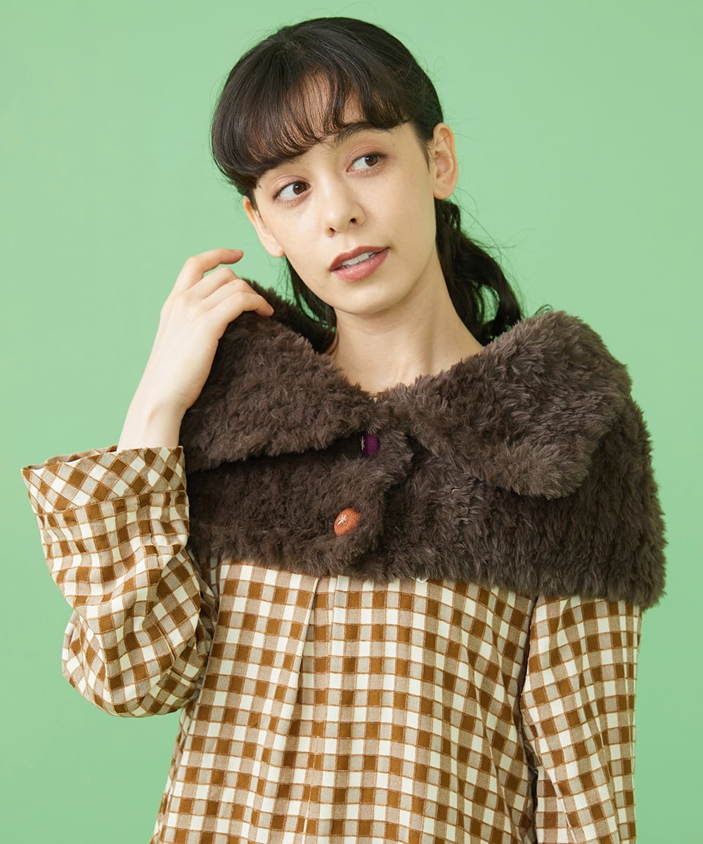 GG3LS32110 Jocomomola(ホコモモラ) くるみボタンデザインスヌード ブルー