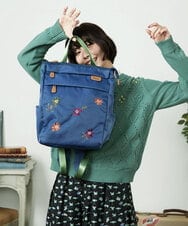 GG5CD30140 Jocomomola(ホコモモラ) フラワー刺繍トートリュック ブルー