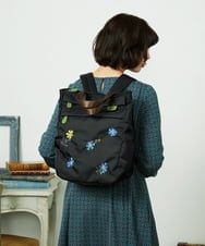 GG5CD30140 Jocomomola(ホコモモラ) フラワー刺繍トートリュック ブラック