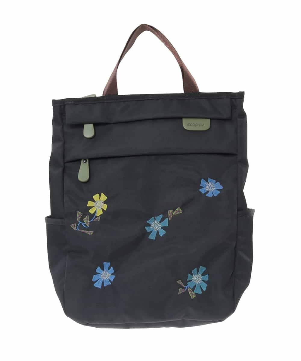 GG5CD30140 Jocomomola(ホコモモラ) フラワー刺繍トートリュック ブラック