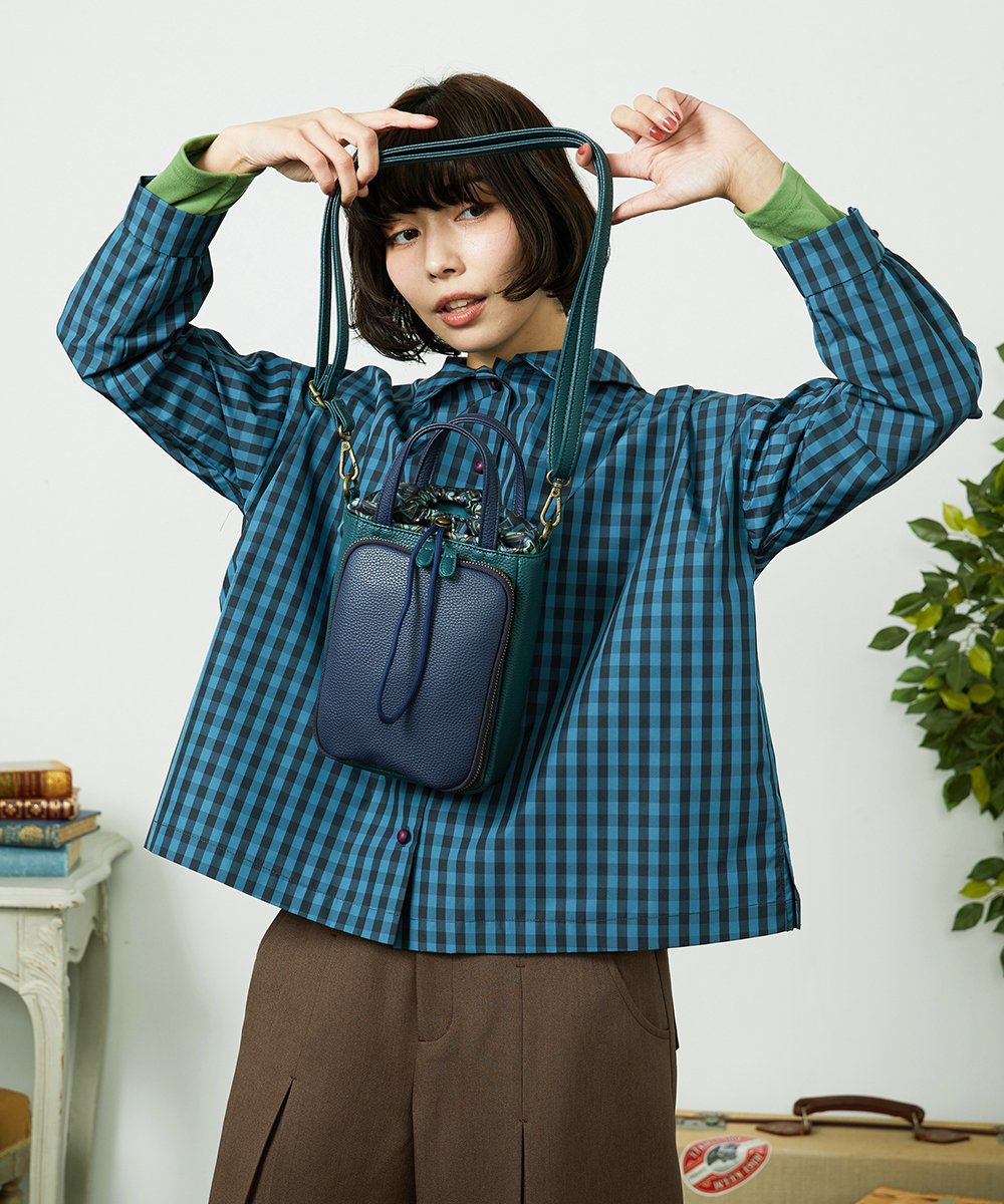 GG5CD31130 Jocomomola(ホコモモラ) 【2WAY】配色デザインミニショルダーバッグ ネイビー