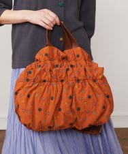 GG5DA32170 Jocomomola(ホコモモラ) 【2WAY】フラワー刺繍ハンドル付きショルダーバッグ オレンジ