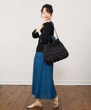GG5DA32170 Jocomomola(ホコモモラ) 【2WAY】フラワー刺繍ハンドル付きショルダーバッグ ブラック