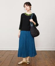 GG5DA32170 Jocomomola(ホコモモラ) 【2WAY】フラワー刺繍ハンドル付きショルダーバッグ ブラック