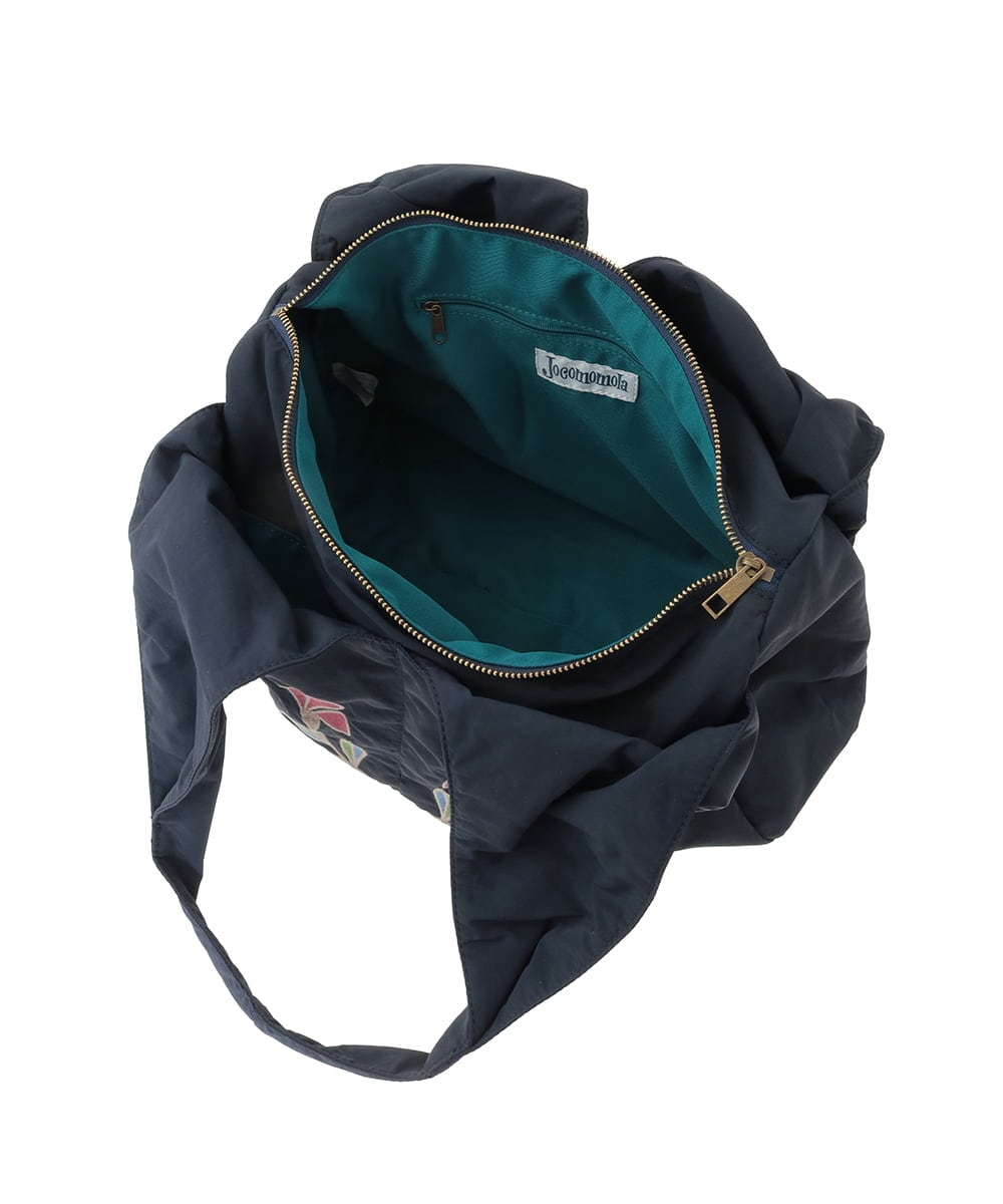 GG5DD30150 Jocomomola(ホコモモラ) フラワー刺繍ナイロントートバッグ ネイビー