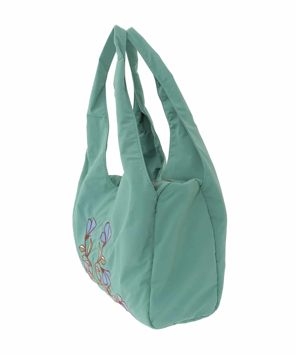 GG5DD30150 Jocomomola(ホコモモラ) フラワー刺繍ナイロントートバッグ グリーン