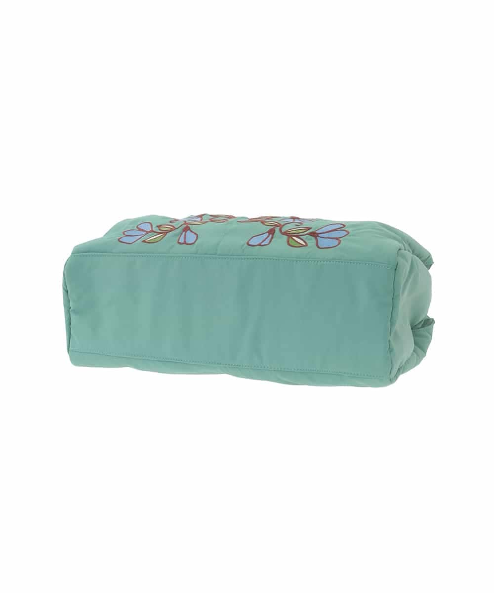 GG5DD30150 Jocomomola(ホコモモラ) フラワー刺繍ナイロントートバッグ グリーン