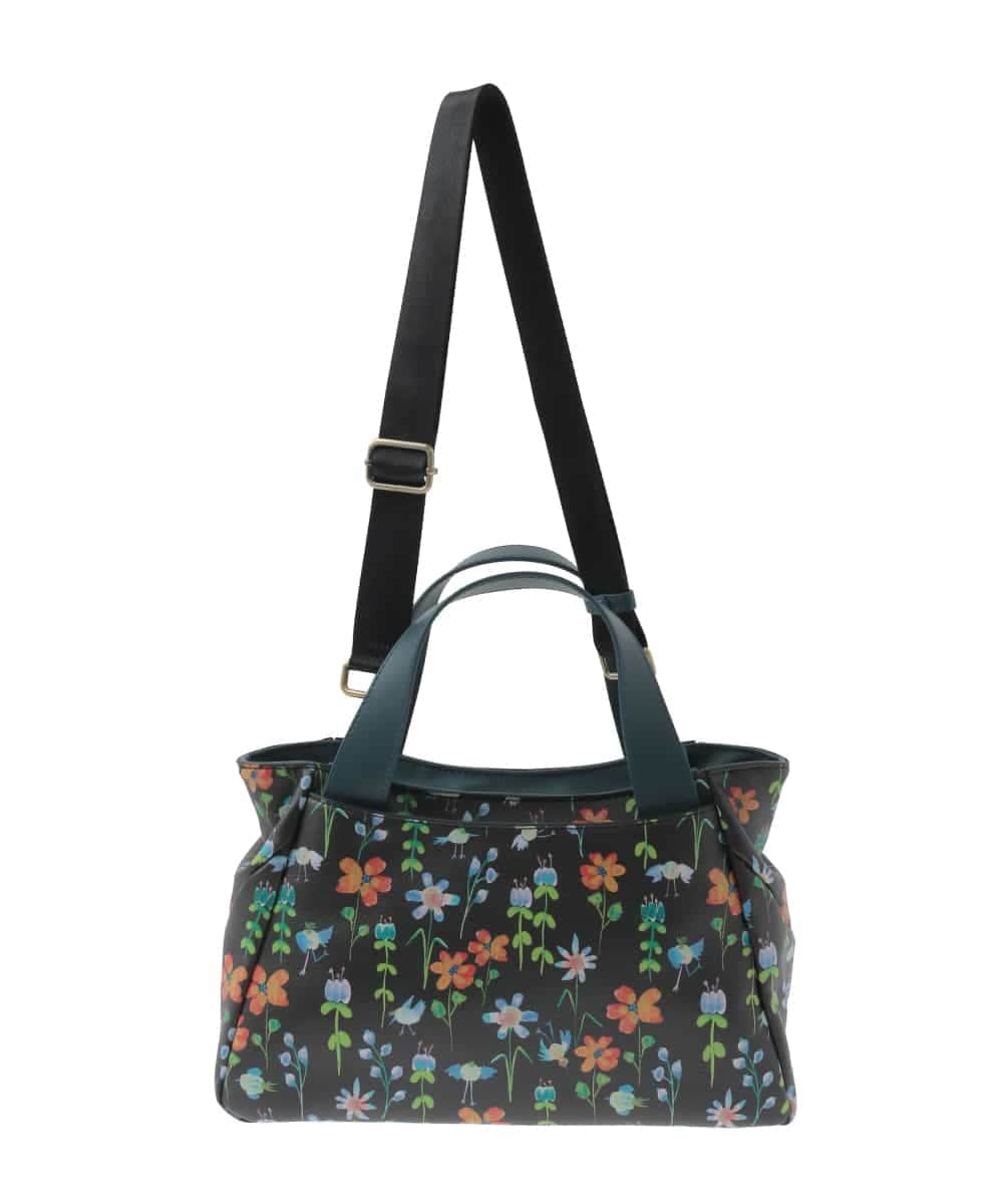 GG5DD31170 Jocomomola(ホコモモラ) 【2WAY】フラワープリントトートバッグ ブラック