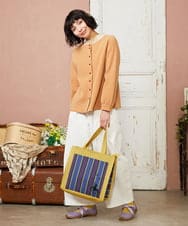 GG5DE32140 Jocomomola(ホコモモラ) ストライプロゴデザイントートバッグ イエロー