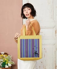 GG5DE32140 Jocomomola(ホコモモラ) ストライプロゴデザイントートバッグ イエロー