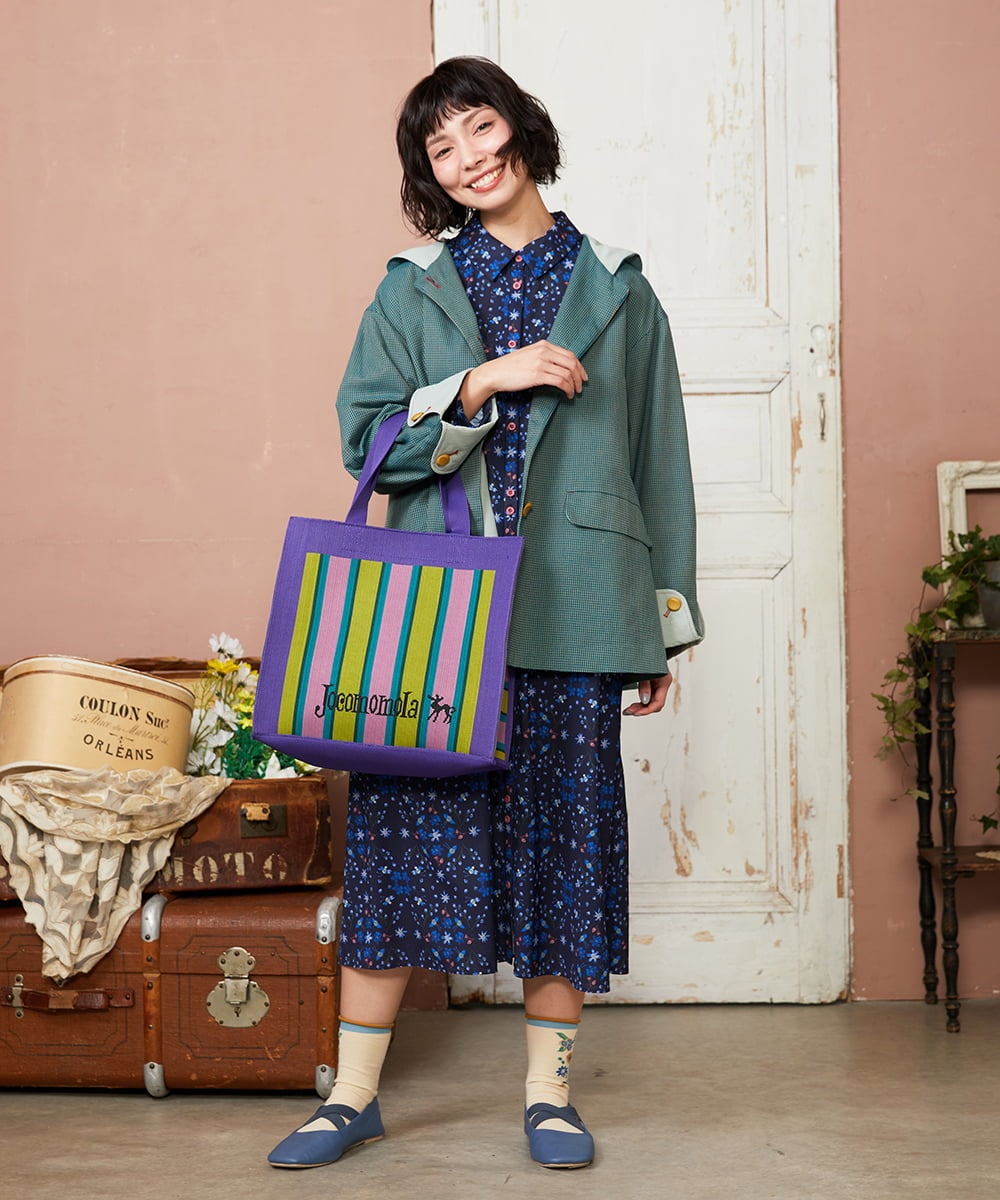 GG5DE32140 Jocomomola(ホコモモラ) ストライプロゴデザイントートバッグ パープル