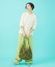 GG5FA31160 Jocomomola(ホコモモラ) タッセル付きペーパーバッグ グリーン