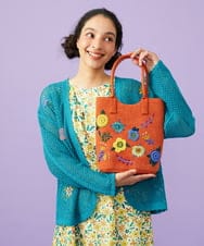 GG5FD30140 Jocomomola(ホコモモラ) フラワービーズ刺繍トートバッグ オレンジ