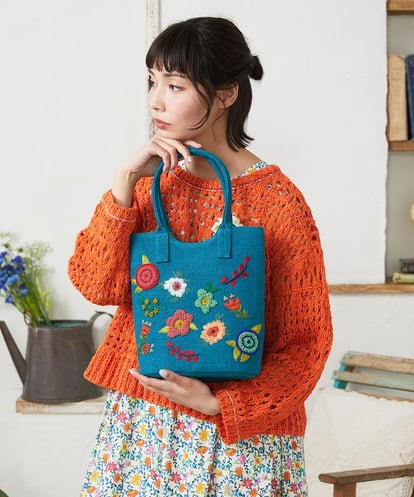 GG5FD30140 Jocomomola フラワービーズ刺繍トートバッグ