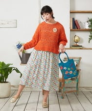 GG5FD30140 Jocomomola(ホコモモラ) フラワービーズ刺繍トートバッグ ライトブルー