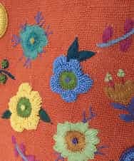 GG5FD30140 Jocomomola(ホコモモラ) フラワービーズ刺繍トートバッグ オレンジ
