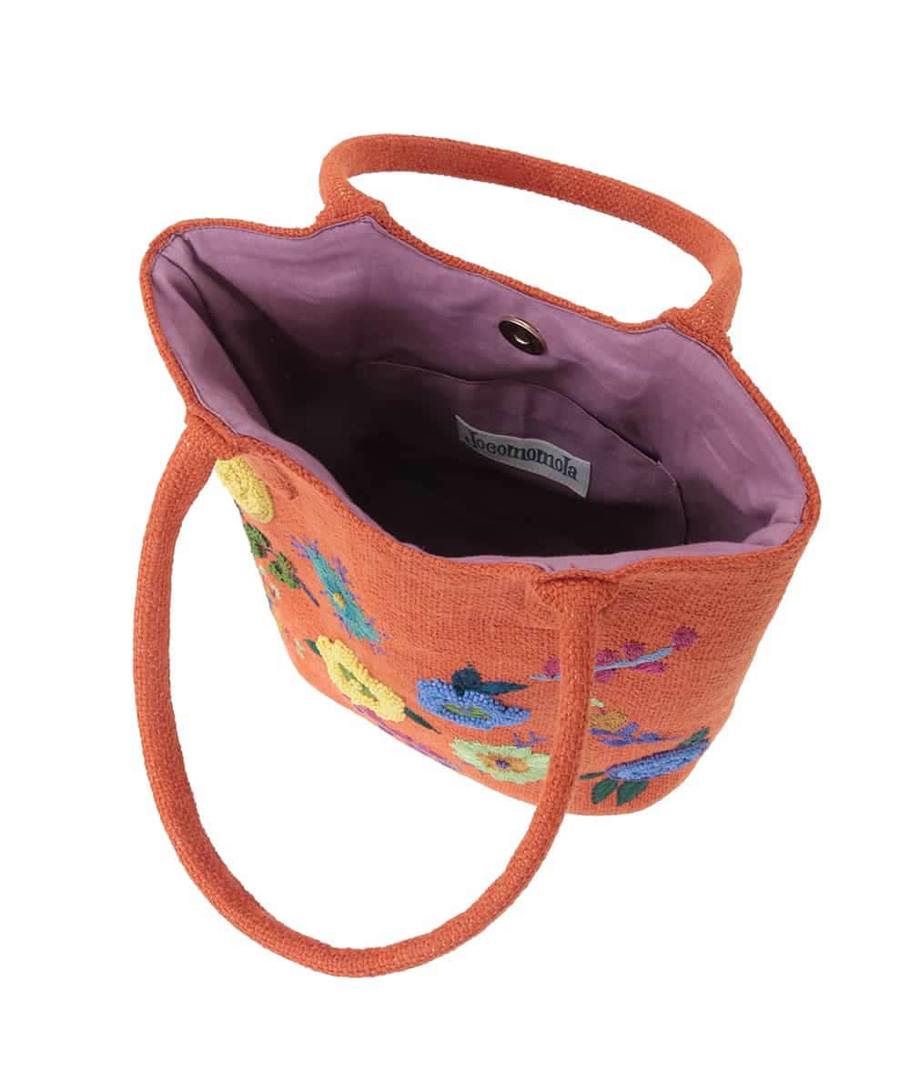 GG5FD30140 Jocomomola(ホコモモラ) フラワービーズ刺繍トートバッグ オレンジ