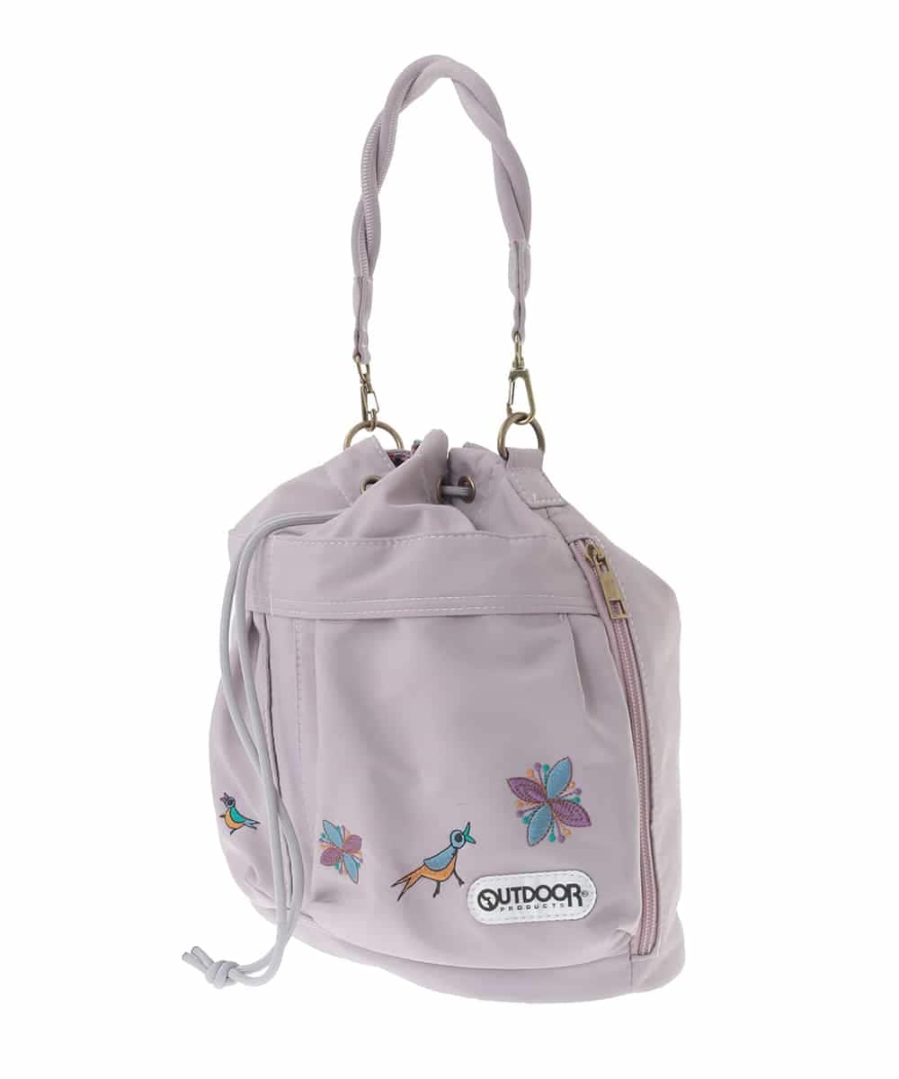 GG5GE72130 Jocomomola(ホコモモラ) 【2WAY】Clavileno バードモチーフ刺繍巾着デザインバッグ グレー