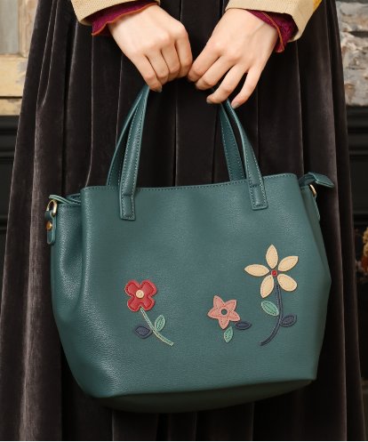 GG5LA31180 Jocomomola 【2WAY】フラワーアップリケトートバッグ