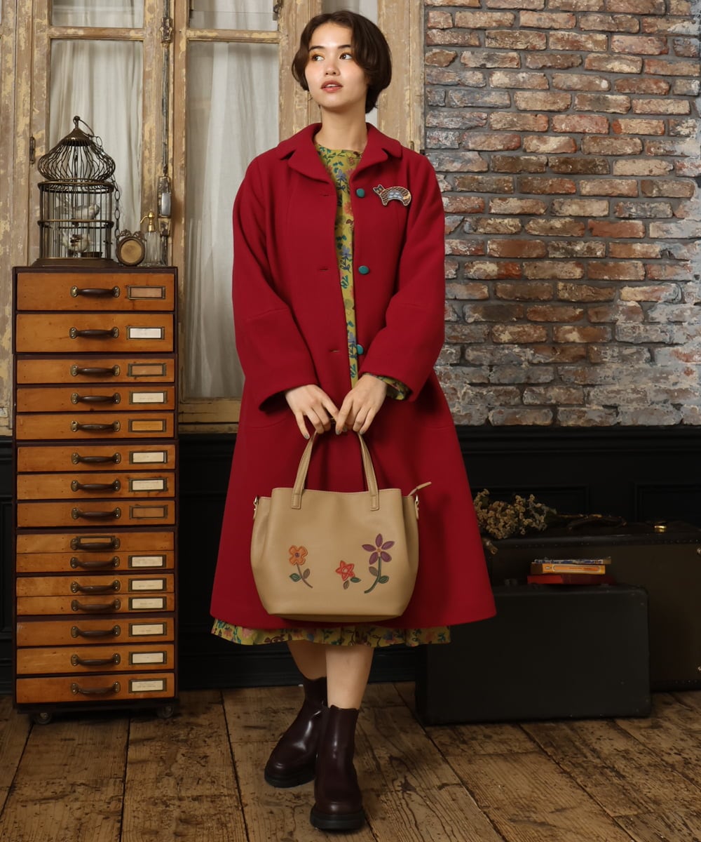 GG5LA31180 Jocomomola(ホコモモラ) 【2WAY】フラワーアップリケトートバッグ ベージュ