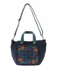 最安値 2WAY】フラワー刺繍 キルティングトートバッグ(トートバッグ Tote Bag
