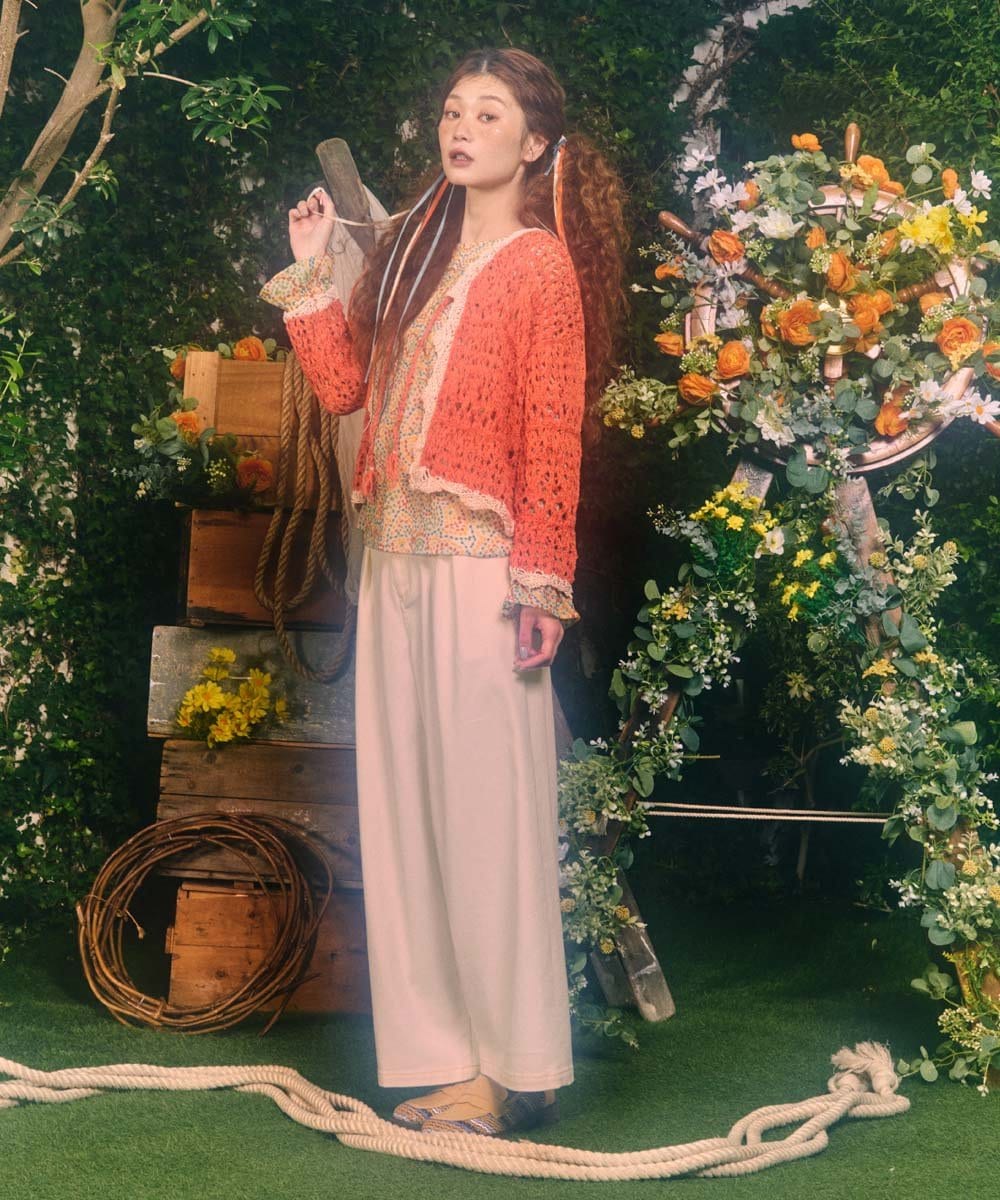 GG6DE30180 Jocomomola(ホコモモラ) マルチカラーメッシュローファー ベージュ