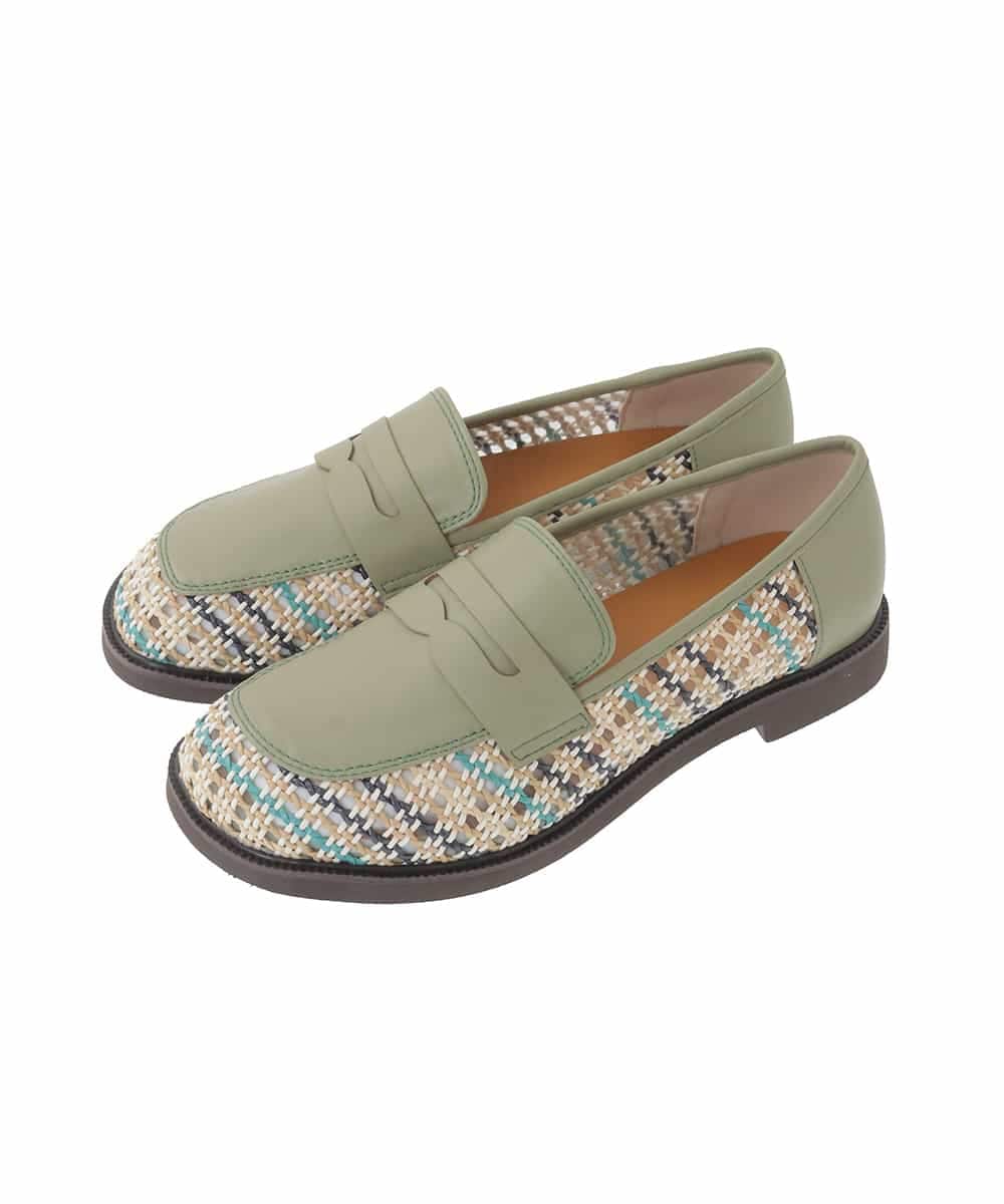 GG6DE30180 Jocomomola(ホコモモラ) マルチカラーメッシュローファー グリーン