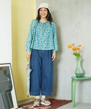 GG7DB30080 Jocomomola(ホコモモラ) 【2WAY】フラワー刺繍リバーシブルバケットハット ブラック×ブルー