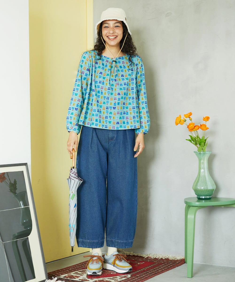 GG7DB30080 Jocomomola(ホコモモラ) 【2WAY】フラワー刺繍リバーシブルバケットハット ブラック×ブルー
