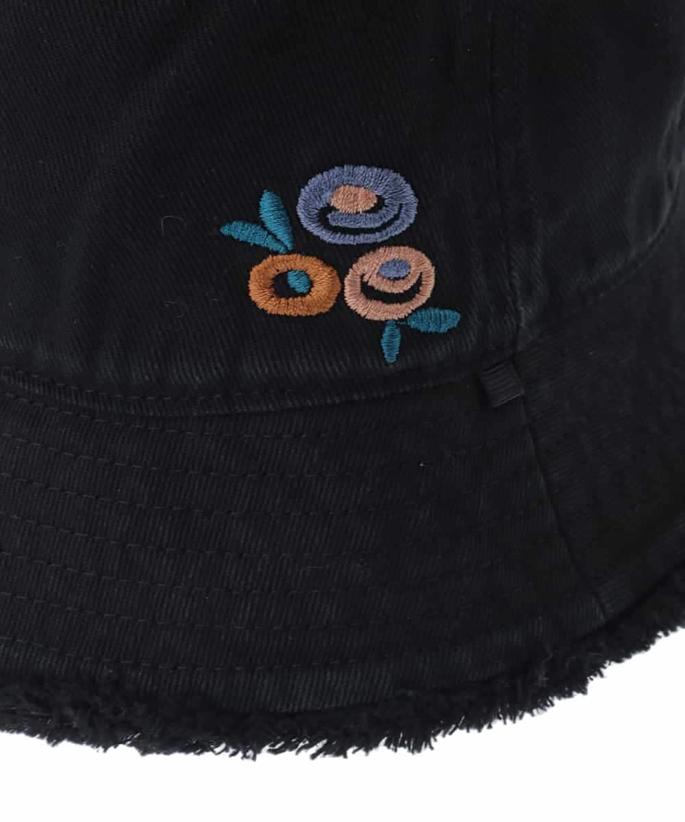 GG7DB30080 Jocomomola(ホコモモラ) 【2WAY】フラワー刺繍リバーシブルバケットハット ブラック×ブルー