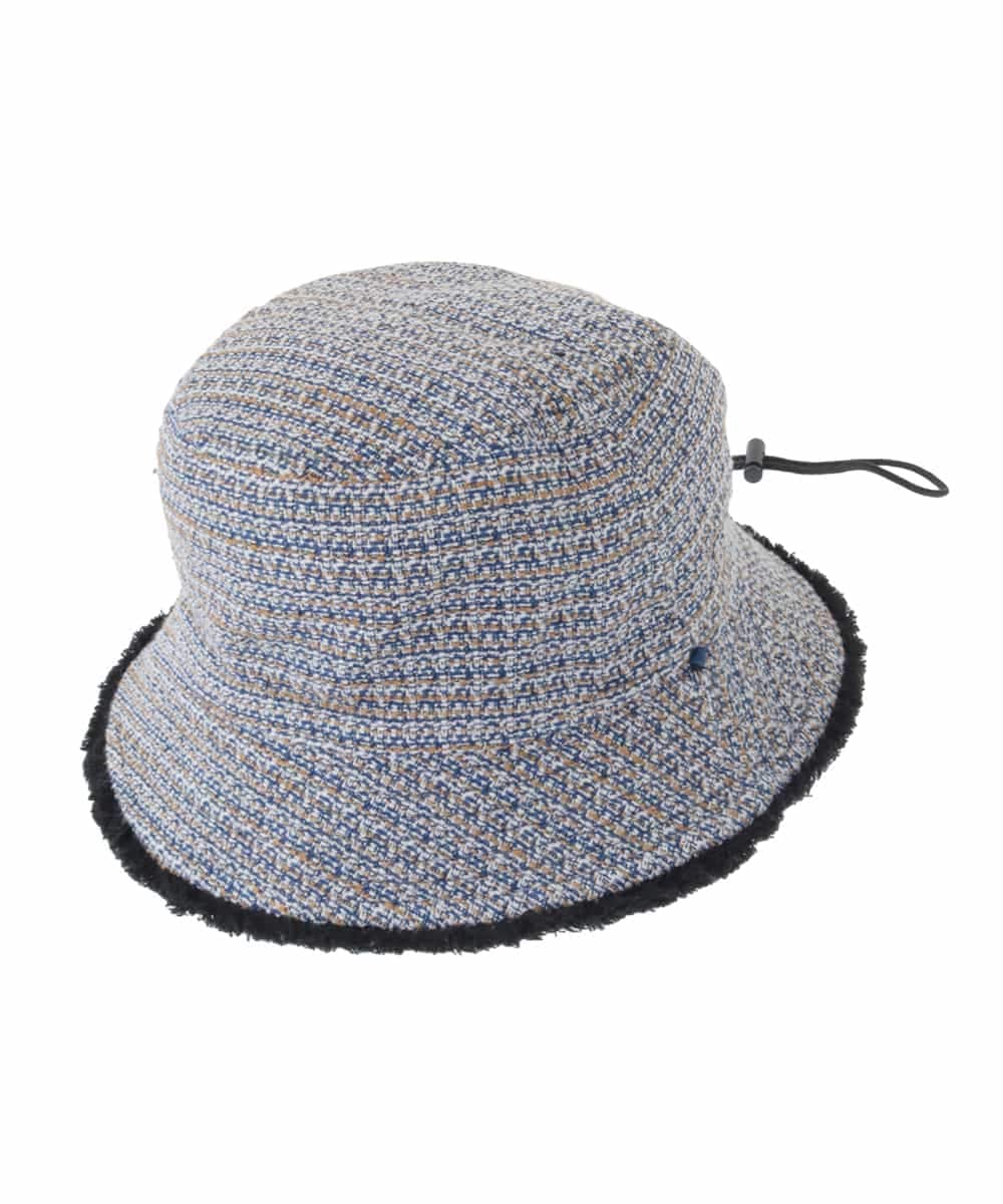 GG7DB30080 Jocomomola(ホコモモラ) 【2WAY】フラワー刺繍リバーシブルバケットハット ブラック×ブルー